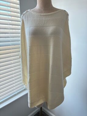Talbots Women's Cream Wool-Blend Boat Neck Poncho